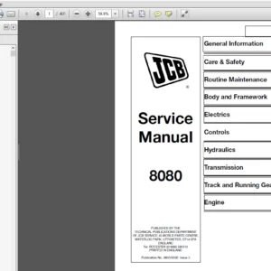 JCB 8080 Midi Excavator Service Manual - 9803/9330-3 - PDF DOWNLOAD
