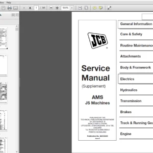 JCB AMS JS Machines Service Repair Manual (Supplement) - PDF Download