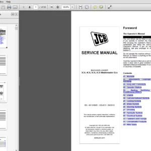 JCB BACKHOE LOADER 3CX, 4CX, 5CX, 5CX Wastemaster Eco Service Repair Manual - PDF Download