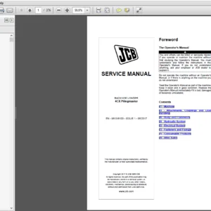 JCB Backhoe Loader 4CX Pilingmaster Supplement Service Manual - PDF DOWNLOAD