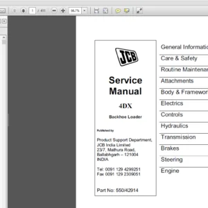 JCB Backhoe Loader 4DX Service Manual - PDF DOWNLOAD