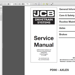 JCB Drivetrain PD90 Axles Service Manual - PDF DOWNLOAD