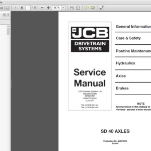 JCB Drivetrain SD 40 Axles Service Manual - PDF DOWNLOAD