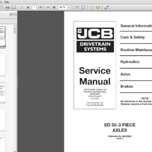 JCB Drivetrain SD 55-3 Piece Axles Service Manual - PDF DOWNLOAD