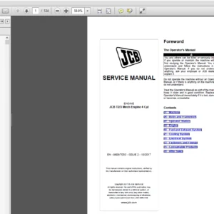 JCB Engines Dieselmax 4 Cylinder Tier 2/3 Mechanical Engine Service Manual - PDF DOWNLOAD