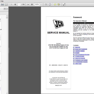 JCB Engines Ecomax 4 Cylinder MAR 1, Tier 4Interim, T4F 55kwSL,SM,SH,DH,DM Service Manual - PDF DOWNLOAD