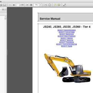JCB Excavator JS240,260,330,360 Isuzu Engine Tier 4 Service Manual - PDF DOWNLOAD