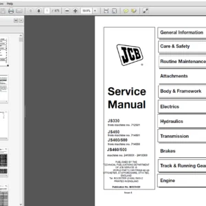 JCB JS330, JS450, JS460, JS500 Tracked Excavator Sevice Repair Manual - PDF Download