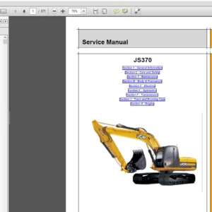 JCB Excavator JS370 Tier 4i Isuzu  Service Manual - PDF DOWNLOAD