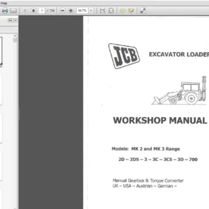 JCB Excavator Loader 2D, 2DS, 3, 3C, 3CS, 3D, 700 MK2 and MK3 Ranger Workshop Manual 9803-1200 - PDF DOWNLOAD