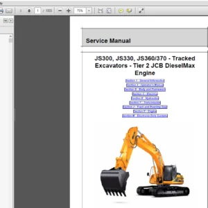 JCB Excavator S300 JS330 JS360/370 Tracked Tier 2 JCB DieselMax Engine Sevice Repair Manual  - PDF Download