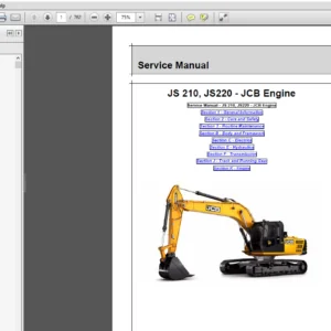 JCB Excavators JS210, JS220 with JCB Engine Service Repair Manual - PDF Download