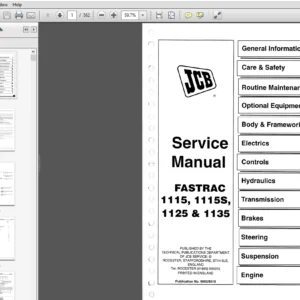 JCB Fastrac 1115,1115S, 1125&1135 Service Manual - PDF DOWNLOAD