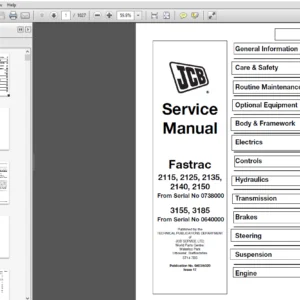JCB Fastrac 2115, 2125, 2135, 2140, 2150, 3155, 3185 Service Manual - PDF DOWNLOAD