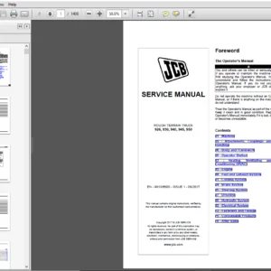 JCB Forklift Rough Terrain RTFL 926, 930, 940, 945, 950 T4F 55kw Service Manual - PDF DOWNLOAD