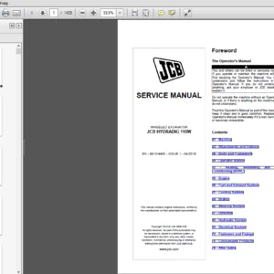 JCB HYDRADIG 110W WHEELED EXCAVATOR SERVICE REPAIR MANUAL Download JCB HYDRADIG 110W - PDF Download