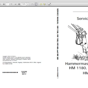 JCB Hammermaster HM 2180, HM 1180, HM 480 and HM 380 Attachments Service Manual - PDF DOWNLOAD