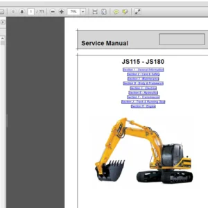JCB JS115, JS130, JS130LC, JS145, JS160, JS180 Tracked Excavator Service Manual - PDF Download