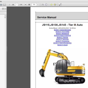 JCB JS115, JS130, JS145 Tier 3 Auto Excavator Service Repair Manual - PDF Download