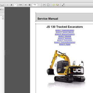 JCB JS130 Tier 3 Tracked Excavator Service Repair Manual - PDF Download