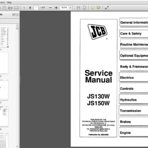 JCB JS130W, JS150W Wheeled Excavator Service Manual - PDF Download