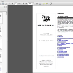 JCB JS200, JS210, JS220, JS235 EXCAVATOR Service Repair Manual - PDF Download