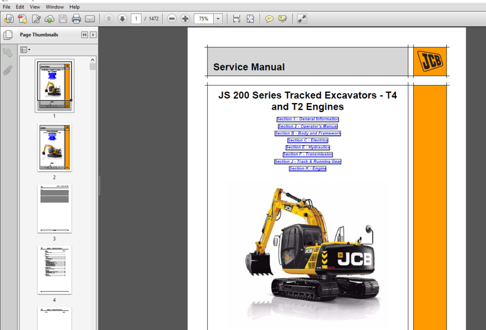 jcb-js200-series-tracked-excavators-t4-t2-engines-service-repair