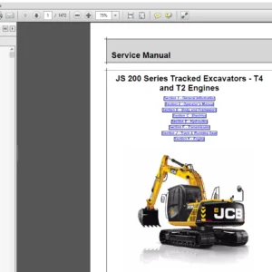 JCB JS200 Series Tracked Excavators T4, T2 Engines Service Repair Manual - PDF Download