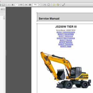JCB JS200W TIER III Wheeled Excavator Service Repair Manual - PDF Download