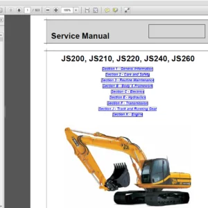 JCB JS210 LC Tracked Excavator Workshop Service Manual PDF Download