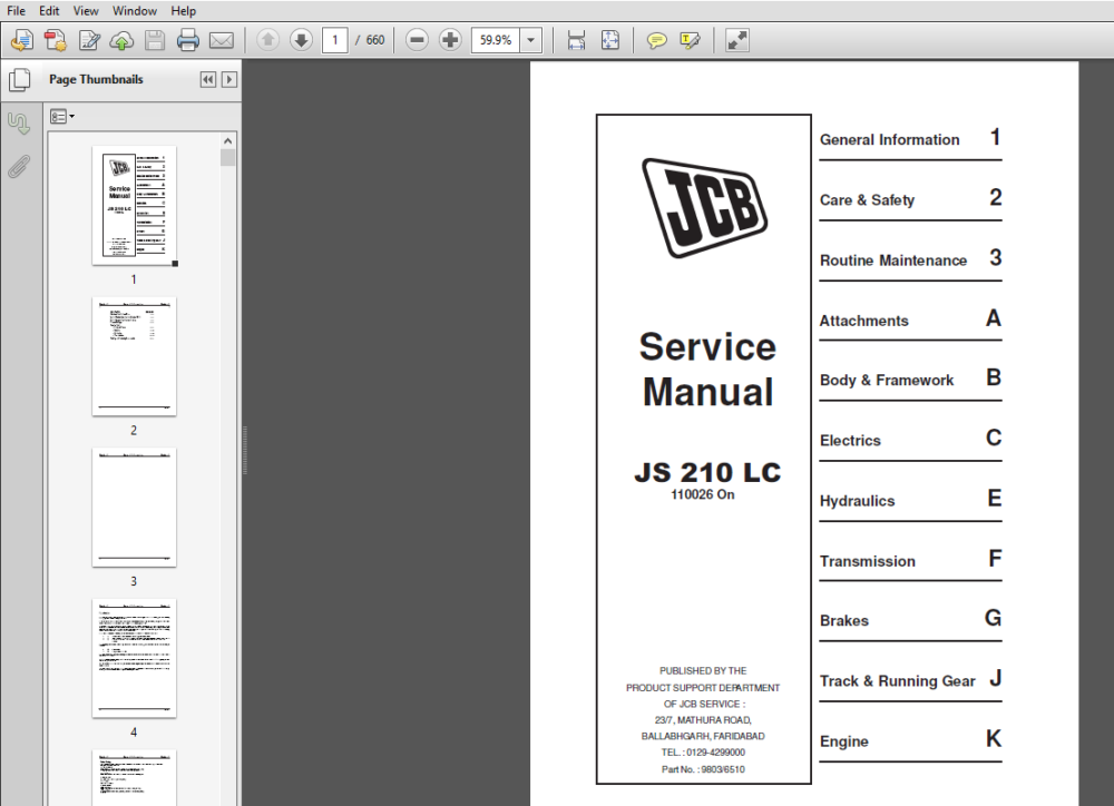 JCB JS210 LC Tracked Excavator Service Repair Manual - PDF Download ...