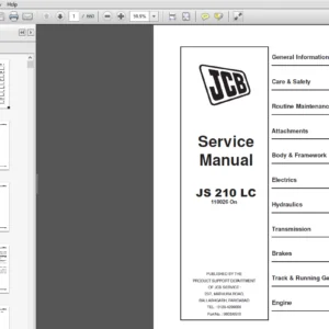 JCB JS210 LC Tracked Excavator Service Repair Manual - PDF Download