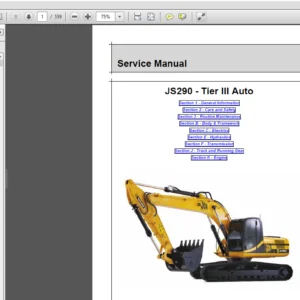 JCB JS290 Tier 3 Auto Tracked Excavator Service Repair Manual - PDF Download