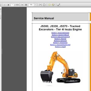 JCB JS300, JS330, JS370 Tracked Excavators Tier 4i Isuzu Engine Service Repair Manual - PDF Download
