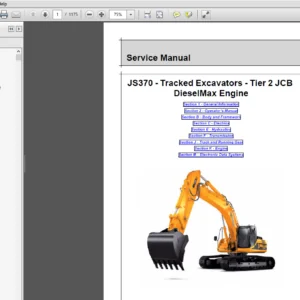 JCB JS370 Tracked Excavators Tier 2 JCB DieselMax Engine Service Repair Manual - PDF Download