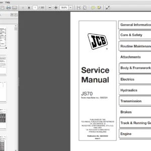 JCB JS70 Tracked Excavator Service Repair Manual - PDF Download