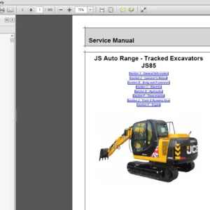 JCB JS85 JS Auto Range Tracked Excavators Service Repair Manual - PDF Download