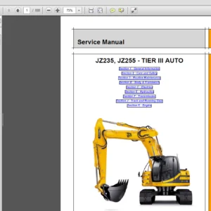 JCB JZ235, JZ255 TIER 3 Auto Tracked Excavator Service Repair Manual - PDF Download