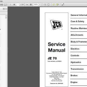JCB JZ70 Tracked Excavator Service Repair Manual - PDF Download