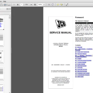 JCB Liftall Loadall (Rough Terain Variable Reach Truck) 505-20 Service Manual - PDF DOWNLOAD