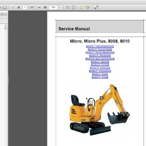 JCB Micro, Micro Plus, 8008, 8010 Micro Excavator Service Manual - PDF DOWNLOAD