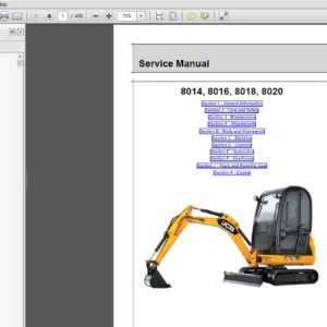 JCB Mini Excavators 8014, 8016, 8018, 8020 Service Manual - PDF DOWNLOAD