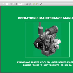 JCB Mobile Platform Kirloskar Water Cooled – BSIII Series Engines Operator & Maintenance Manual - PDF DOWNLOAD