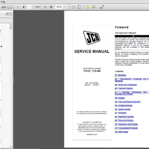 JCB Skidsteer Loader 3TS-8T, 3TS-8W Service Repair Manual - PDF Download