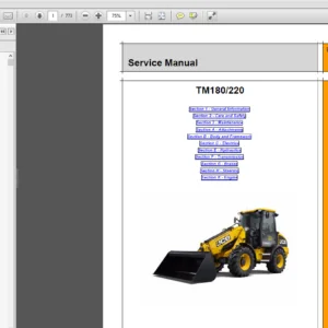JCB TM180, TM220 Telescopic Wheeled Loader Service Repair Manual - PDF Download