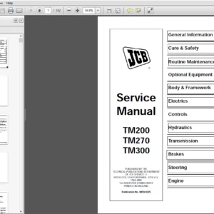 JCB TM200, TM270, TM300 Wheeled Loader Shovel Service Repair Manual - PDF Download