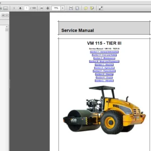 JCB Vibromax Roller VM115 Tier III India Service Manual - PDF DOWNLOAD