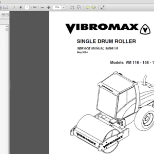 JCB Vibromax VM 116 -146 -166-186 Single Drum Rollers Service Repair Manual - PDF Download