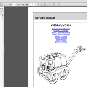 JCB Vibromax VMD 70 & VMD 100 Double Drum Walk Behind Roller Service Manual - PDF DOWNLOAD