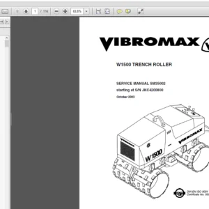 JCB Vibromax W1500 Trench Roller Service Repair Manual SM35002 - PDF Download